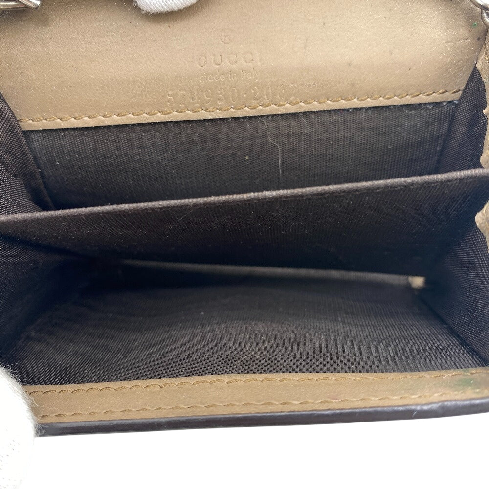 GUCCI Bifold Wallet GG Supreme Canvas beige Chain wallet GG Supreme Women Used Authentic