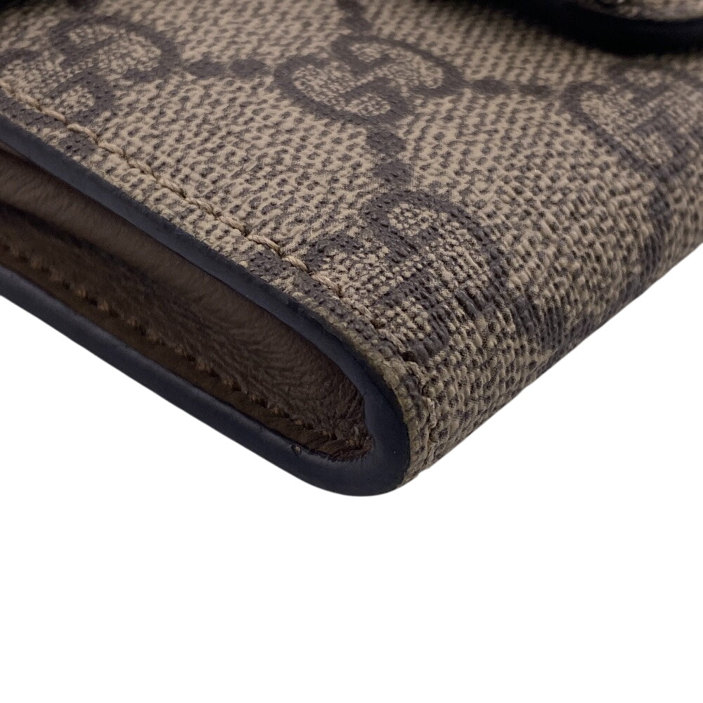 GUCCI Bifold Wallet GG Supreme Canvas beige Chain wallet GG Supreme Women Used Authentic