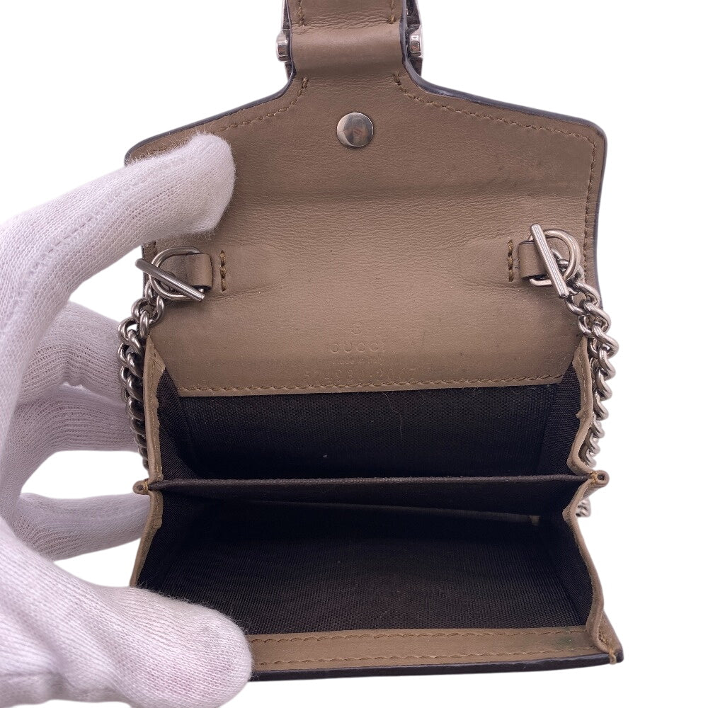 GUCCI Bifold Wallet GG Supreme Canvas beige Chain wallet GG Supreme Women Used Authentic