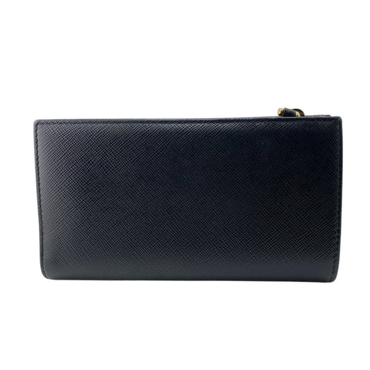 PRADA Bifold Wallet 1ML009 leather black W pocket Safiano Women Used Authentic