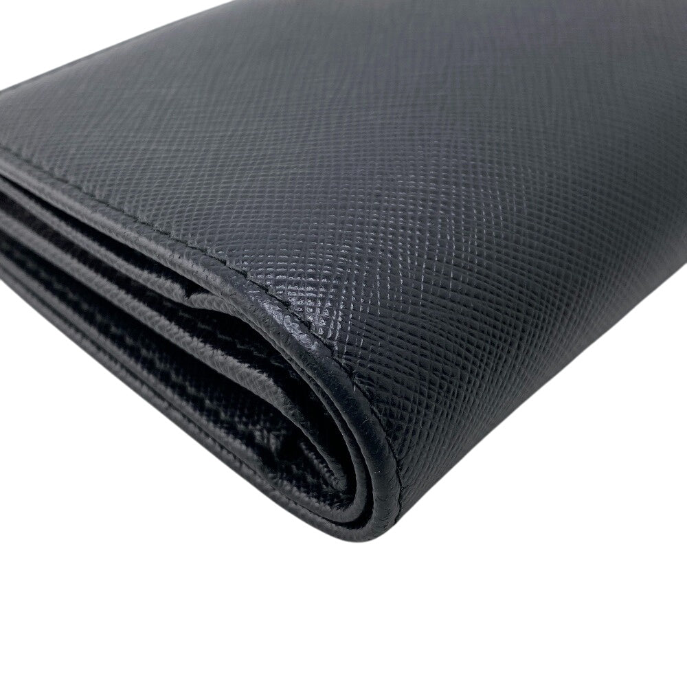 PRADA Bifold Wallet 1ML009 leather black W pocket Safiano Women Used Authentic