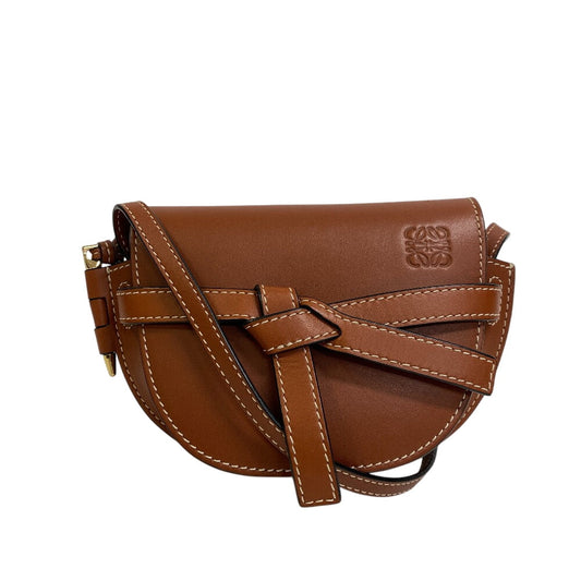 LOEWE Shoulder Bag leather Brown Gate Dual Minitan