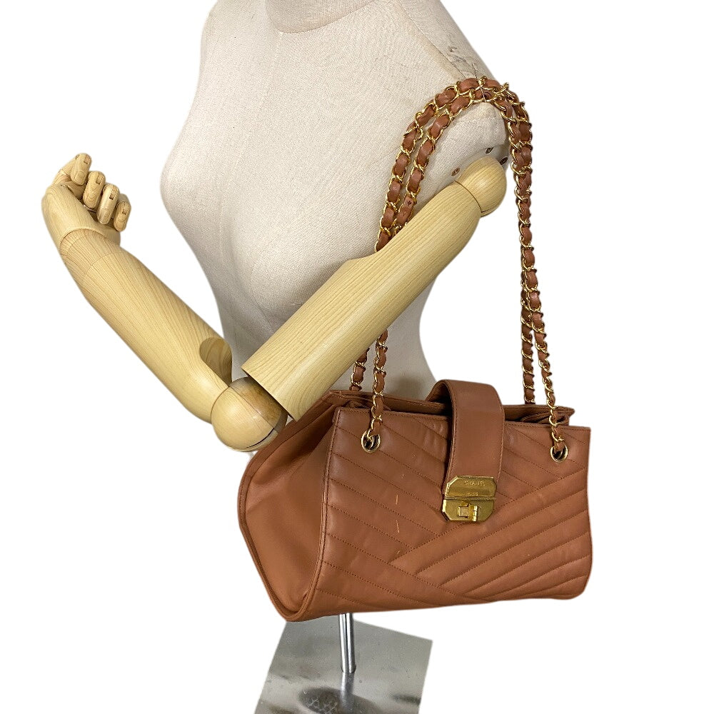 CHANEL Shoulder Bag lambskin Brown Gabriel accordion