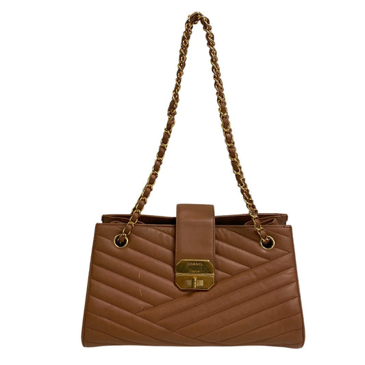 CHANEL Shoulder Bag lambskin Brown Gabriel accordion