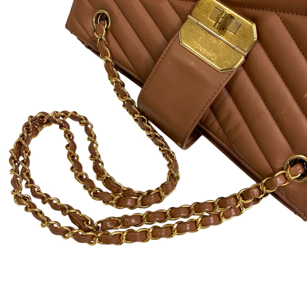 CHANEL Shoulder Bag lambskin Brown Gabriel accordion