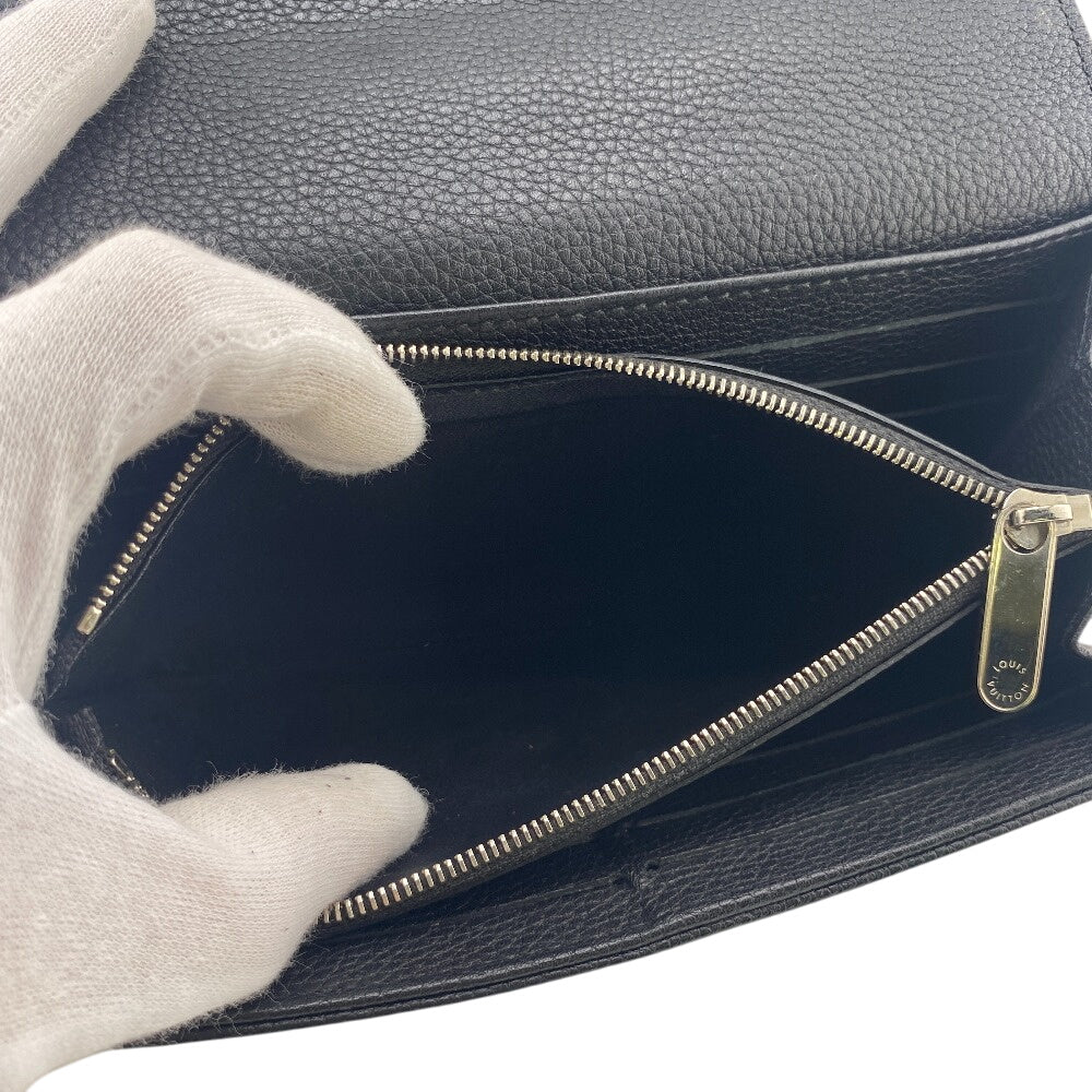 LOUIS VUITTON Long Wallet Purse M60143 leather black Mahina Portefeuille Iris