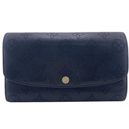 LOUIS VUITTON Long Wallet Purse M60143 leather black Mahina Portefeuille Iris