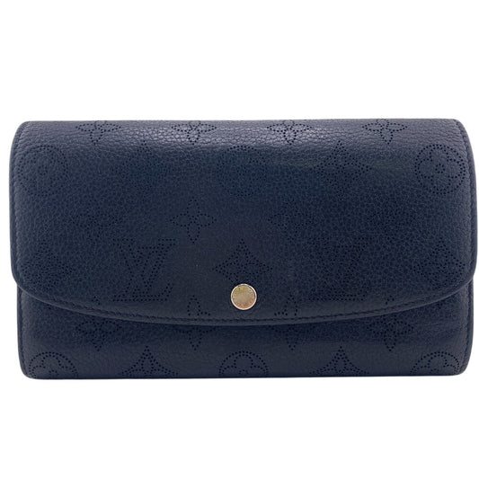LOUIS VUITTON Long Wallet Purse M60143 leather black Mahina Portefeuille Iris