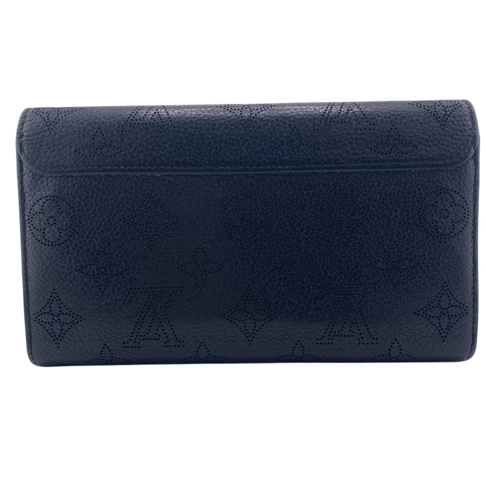LOUIS VUITTON Long Wallet Purse M60143 leather black Mahina Portefeuille Iris