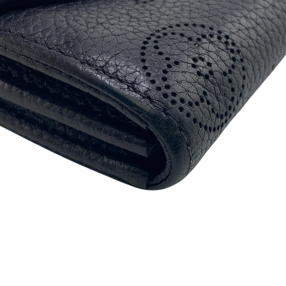 LOUIS VUITTON Long Wallet Purse M60143 leather black Mahina Portefeuille Iris