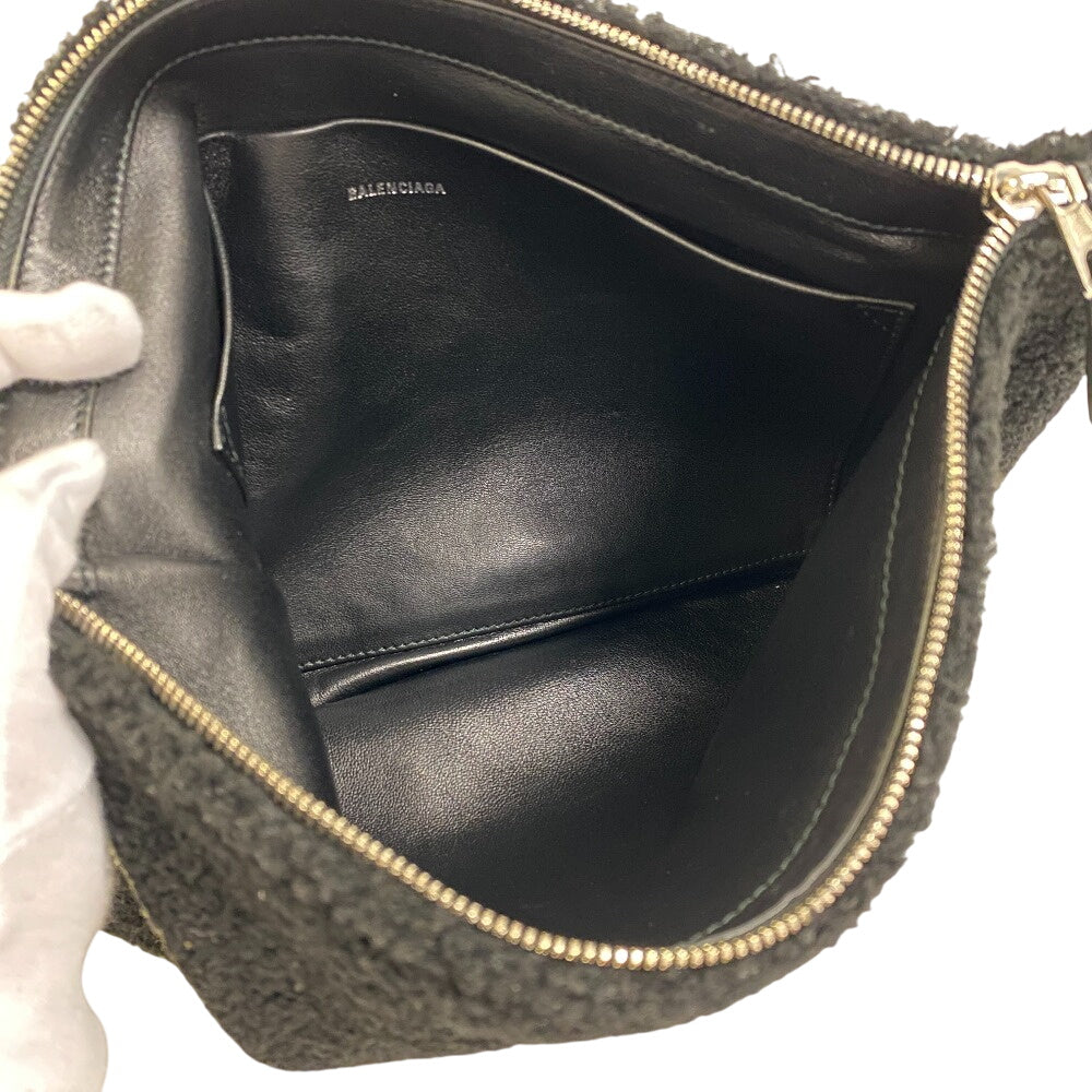 BALENCIAGA Clutch bag 492681 Mouton, shearling black