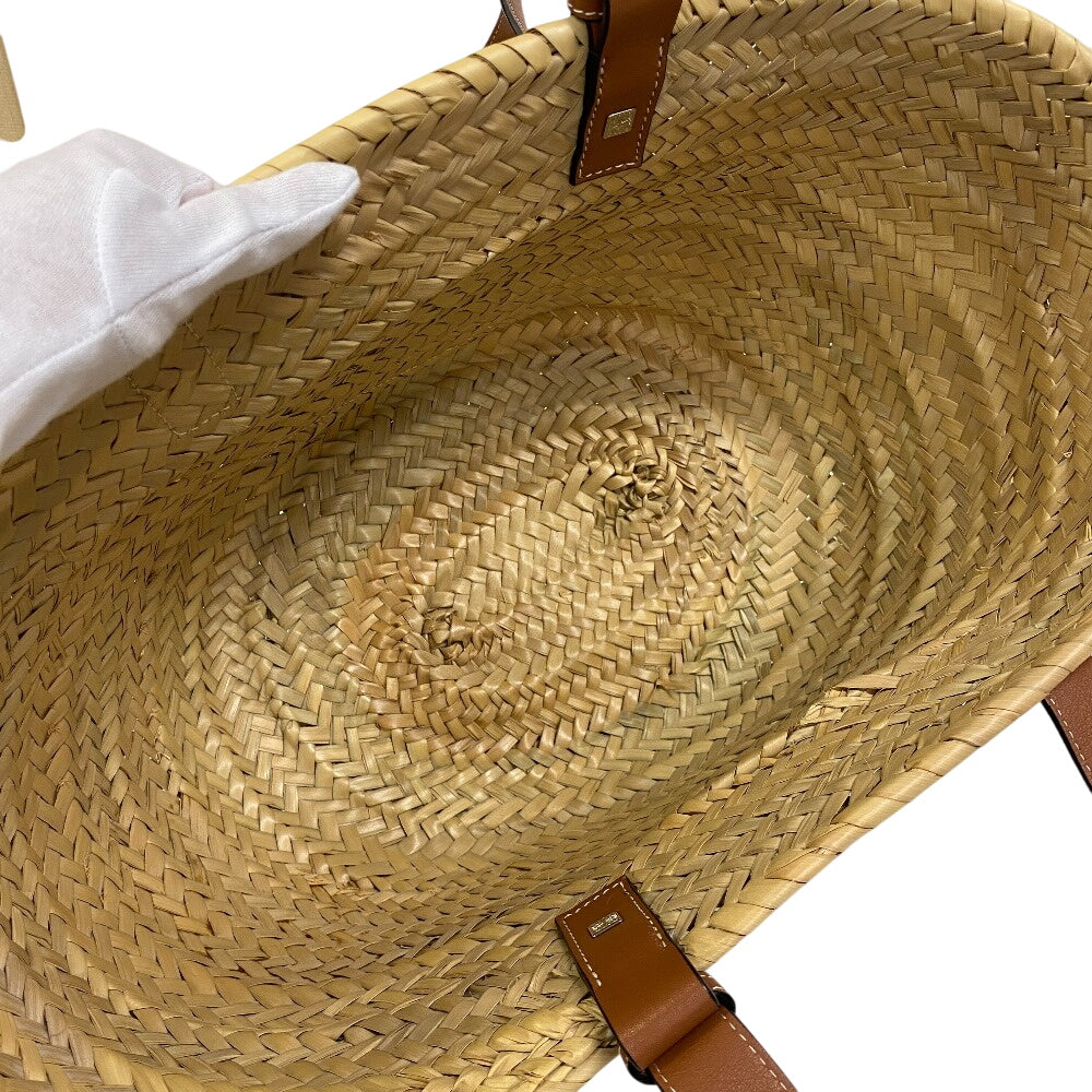 LOEWE Shoulder Bag Raffia, Leather beige Basket bag medium