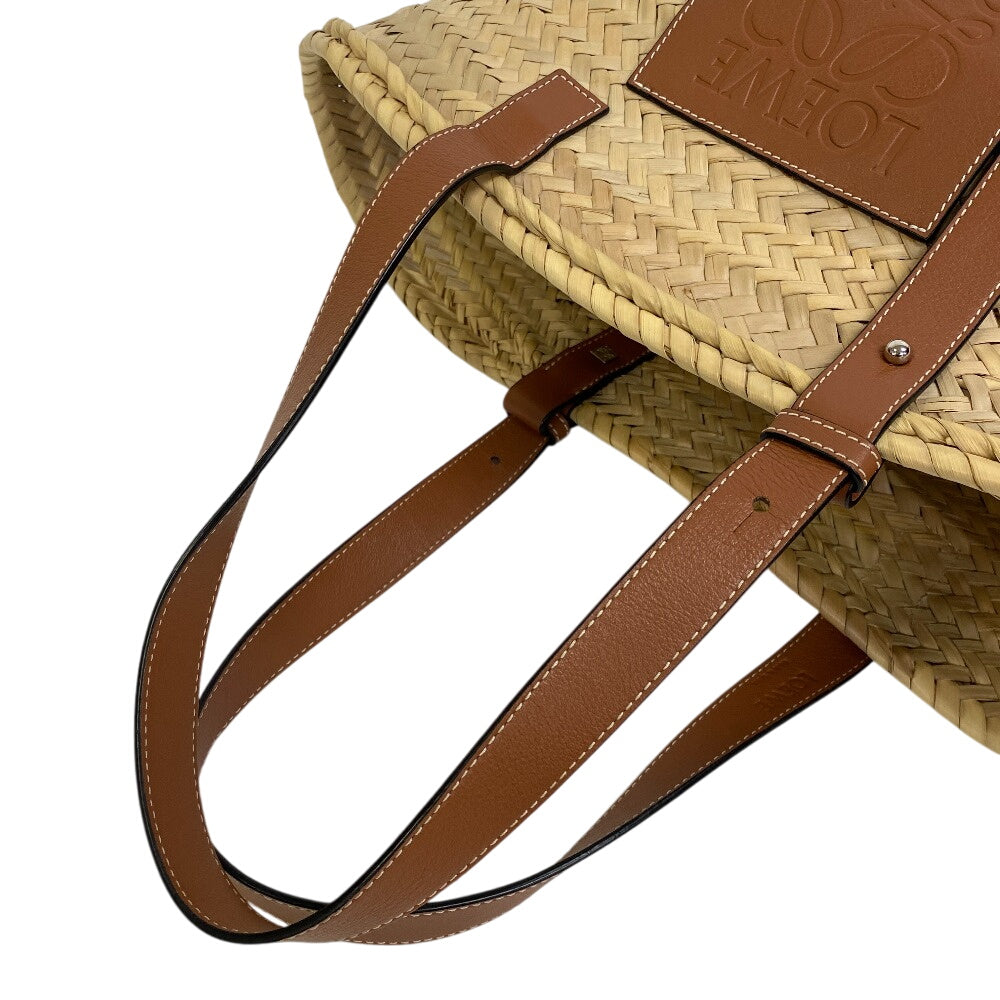 LOEWE Shoulder Bag Raffia, Leather beige Basket bag medium