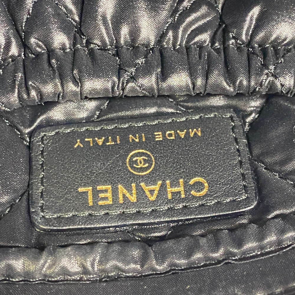 CHANEL Pouch straw Navy COCO Mark Deauville