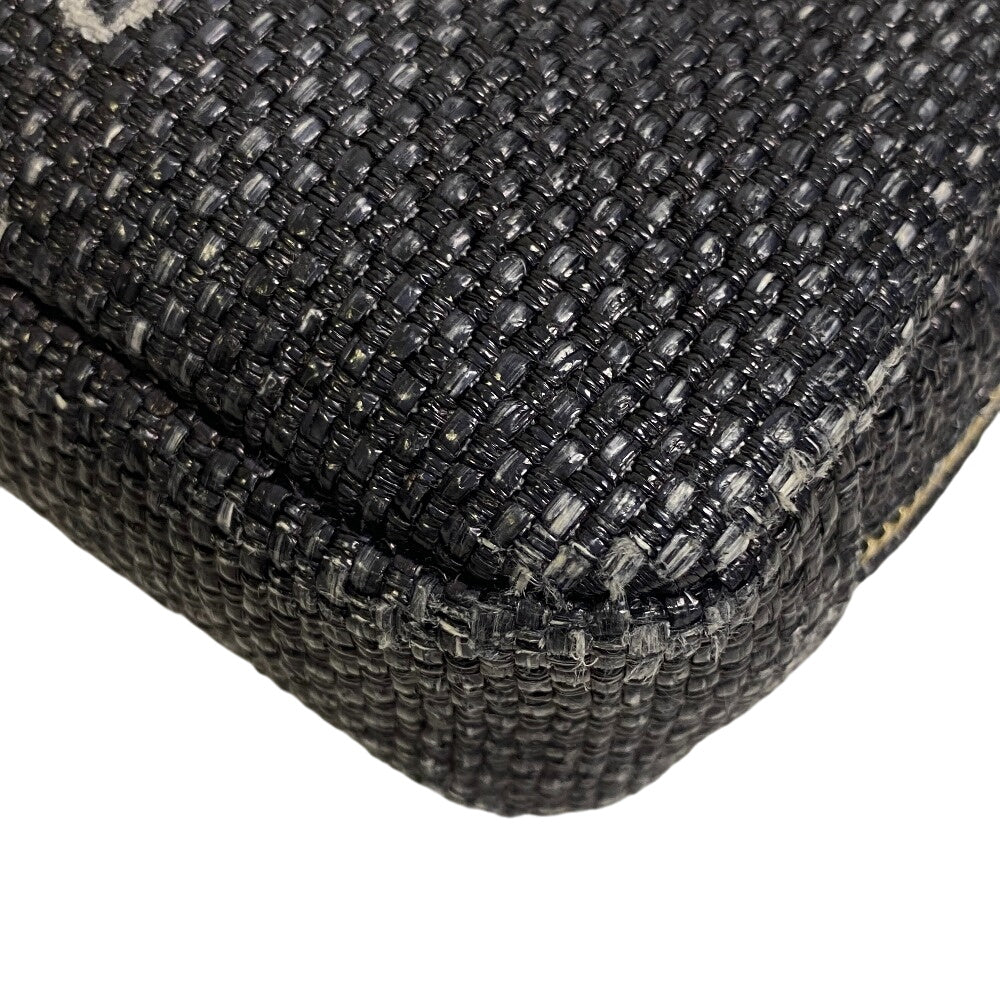 CHANEL Pouch straw Navy COCO Mark Deauville