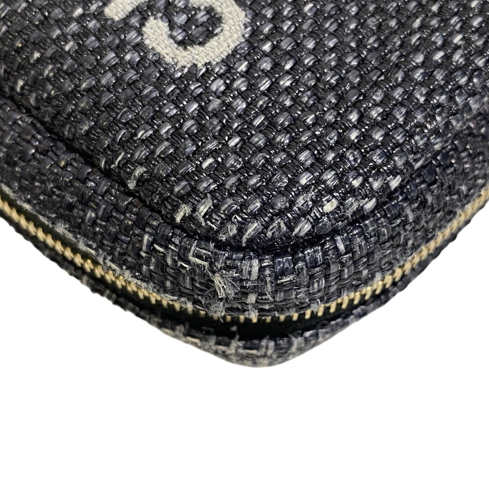 CHANEL Pouch straw Navy COCO Mark Deauville