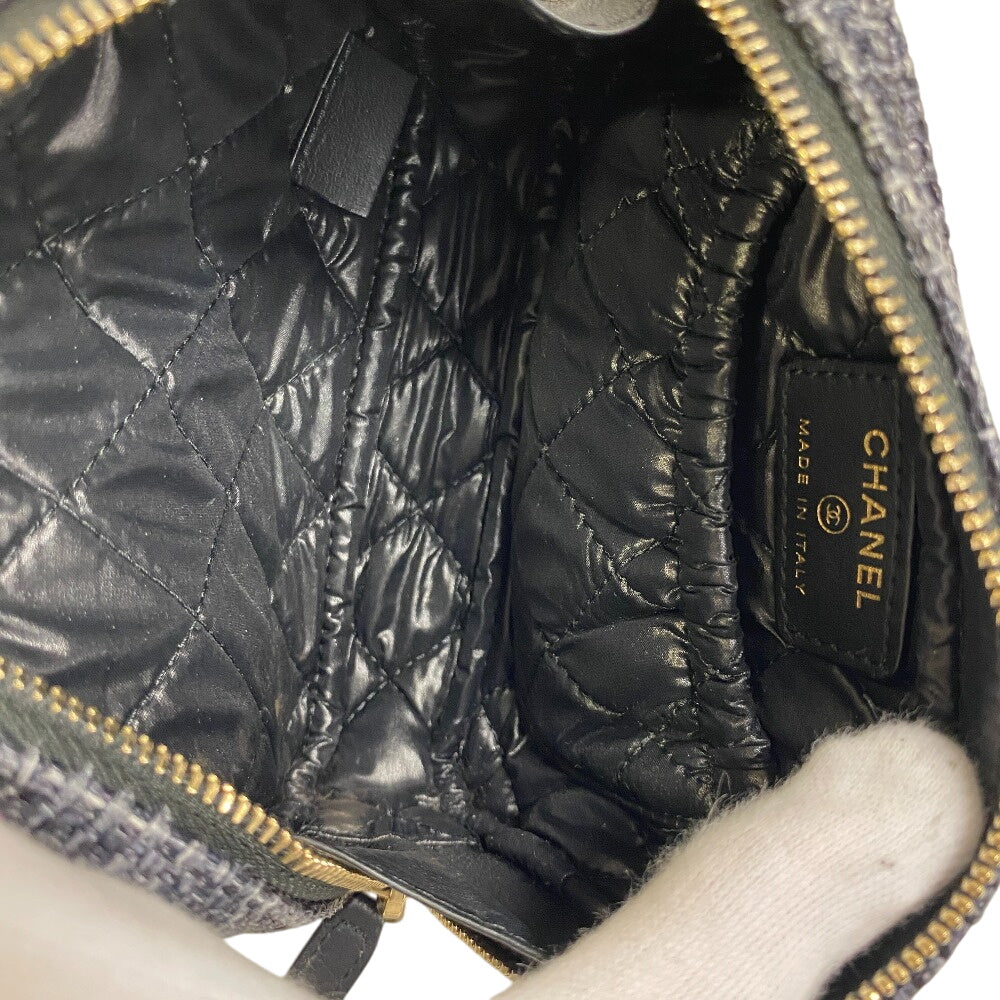 CHANEL Pouch straw Navy COCO Mark Deauville