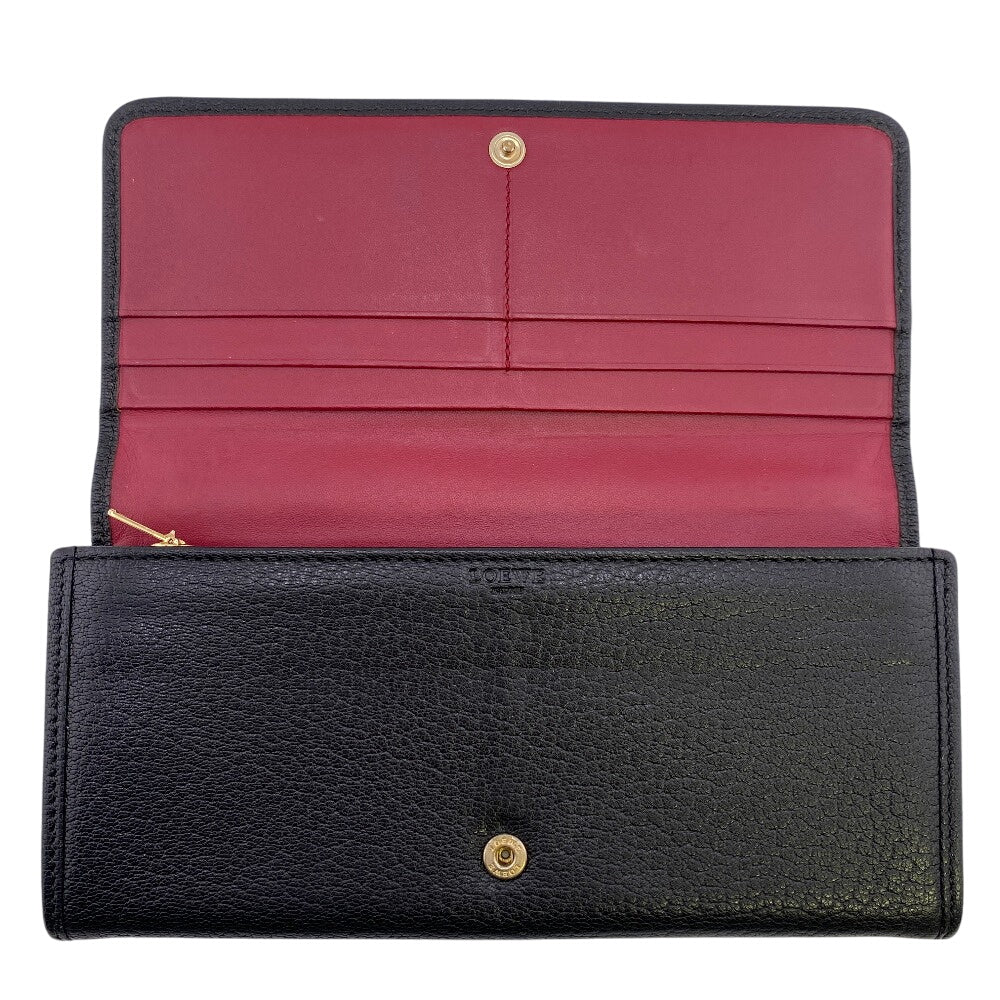 LOEWE Long Wallet Purse leather black