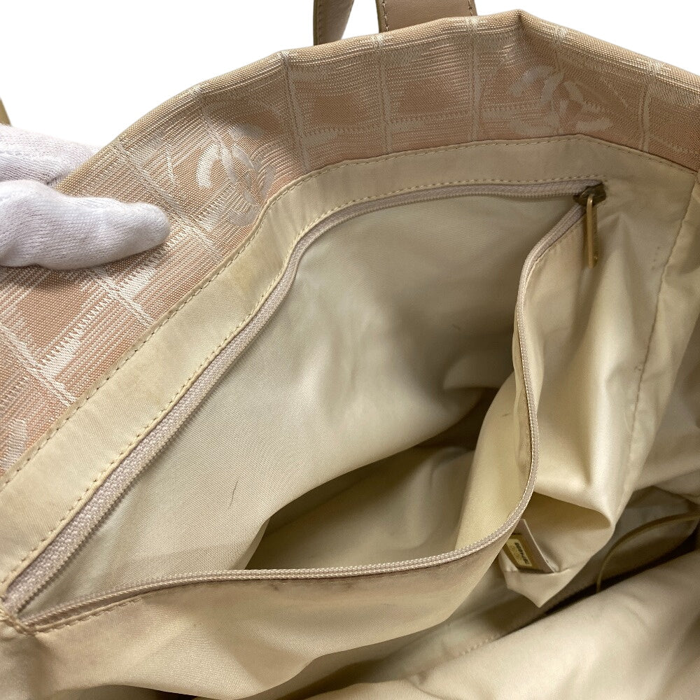 CHANEL Tote Bag canvas beige New travel line Tote MM
