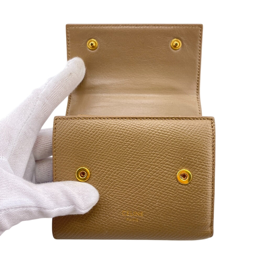 CELINE Tri-fold wallet leather beige Small trifold wallet