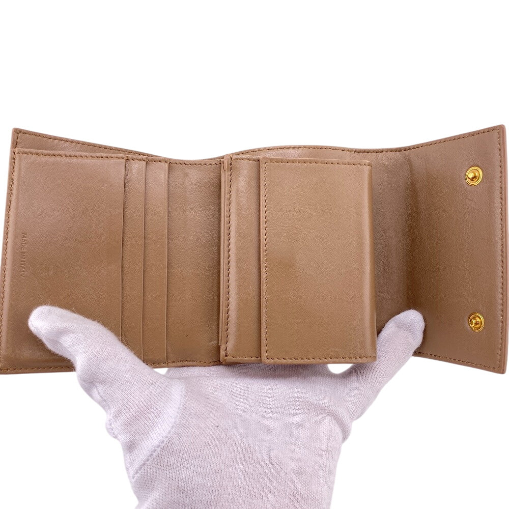 CELINE Tri-fold wallet leather beige Small trifold wallet