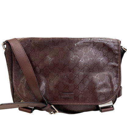GUCCI Shoulder Bag 201732 PVC, Leather Brown GG implementation