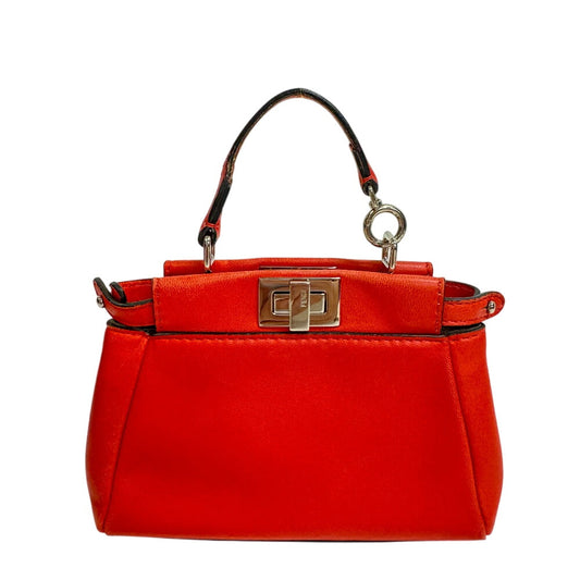 FENDI Handbag leather Red Micro peek-a-boo