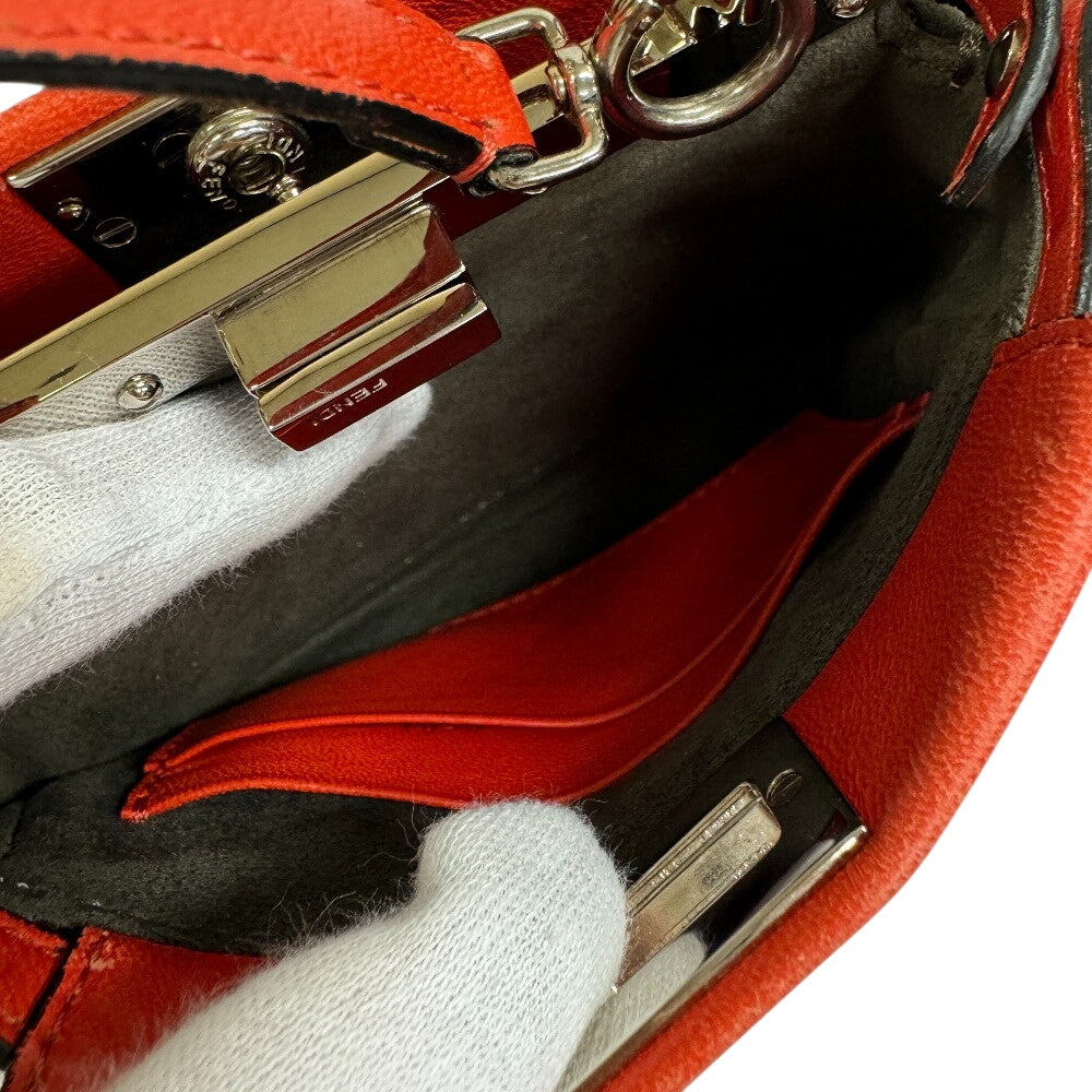 FENDI Handbag leather Red Micro peek-a-boo
