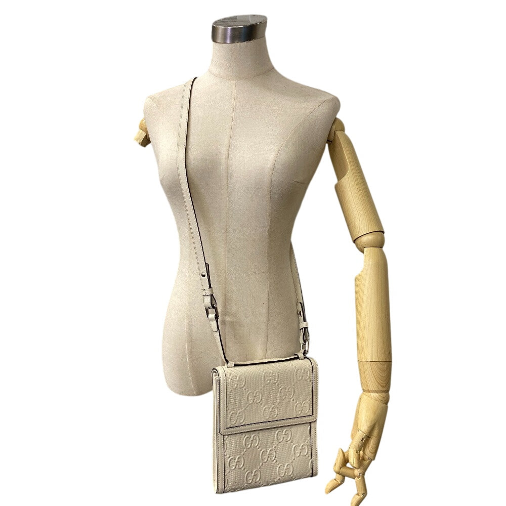 GUCCI Shoulder Bag 625782 leather white GG emboss
