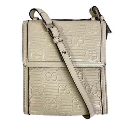 GUCCI Shoulder Bag 625782 leather white GG emboss
