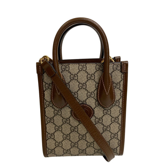 GUCCI Handbag PVC, Leather Brown GG Supreme