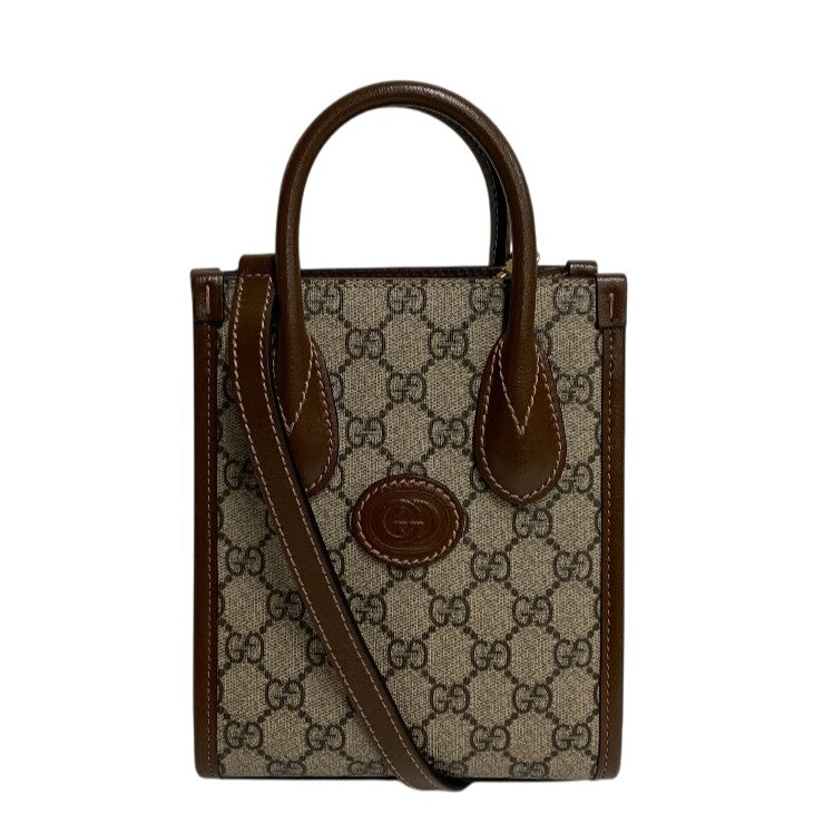 GUCCI Tote Bag 671623 GG Supreme canvas, leather Brown Interlocking G
