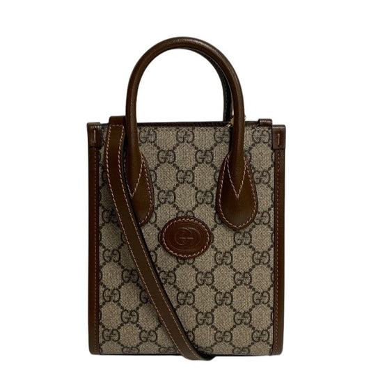 GUCCI Tote Bag 671623 GG Supreme canvas, leather Brown Interlocking G