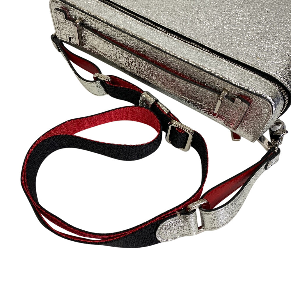 Christian Louboutin Shoulder Bag Leather, Canvas Silver