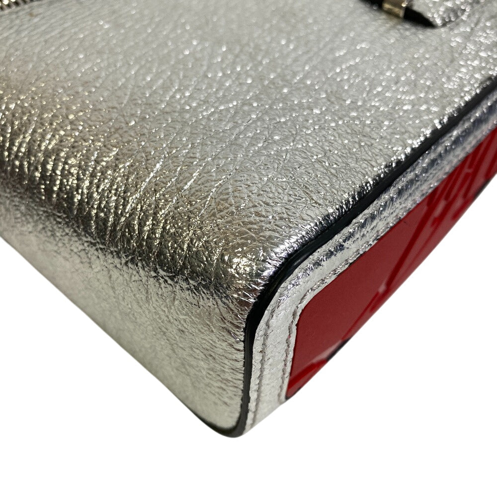 Christian Louboutin Shoulder Bag Leather, Canvas Silver