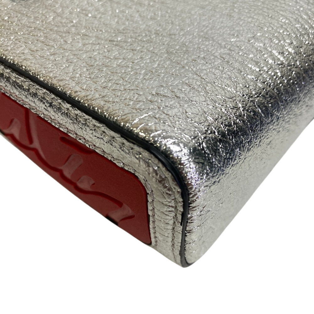 Christian Louboutin Shoulder Bag Leather, Canvas Silver