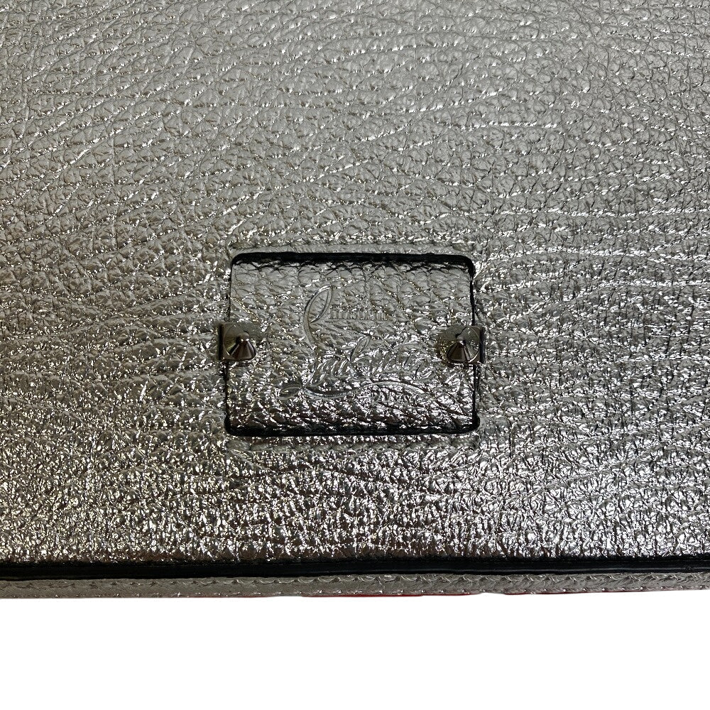 Christian Louboutin Shoulder Bag Leather, Canvas Silver