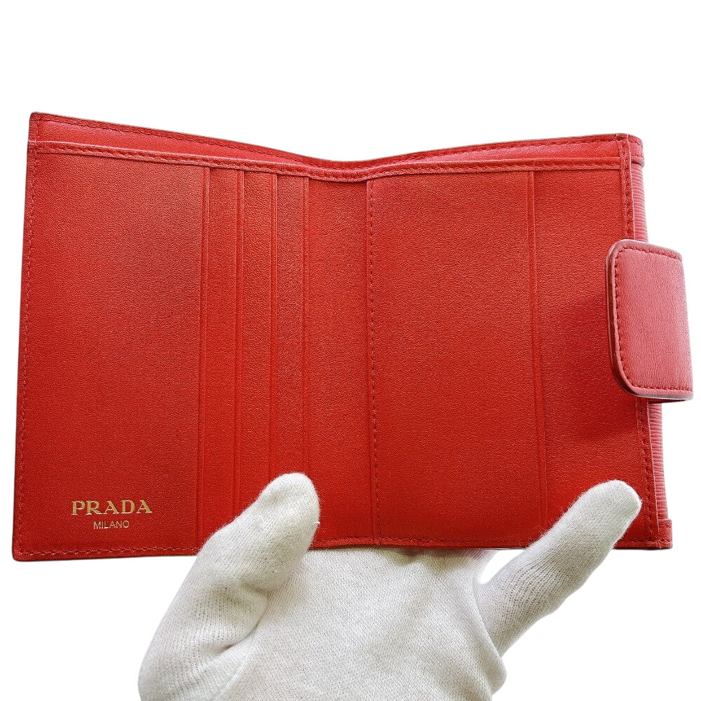 PRADA Bifold Wallet leather Red VITELLO MOVE FI