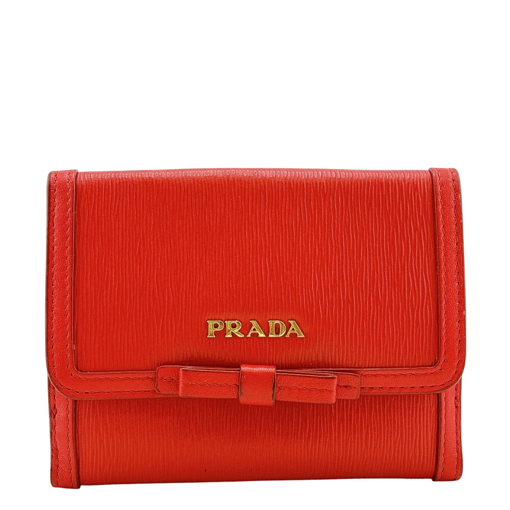 PRADA Bifold Wallet leather Red VITELLO MOVE FI
