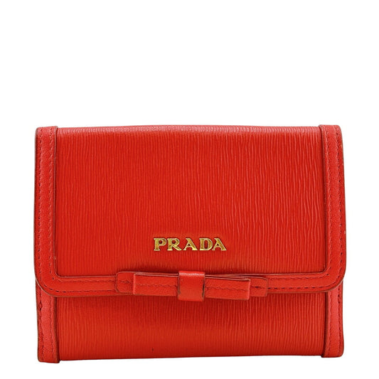 PRADA Bifold Wallet leather Red VITELLO MOVE FI