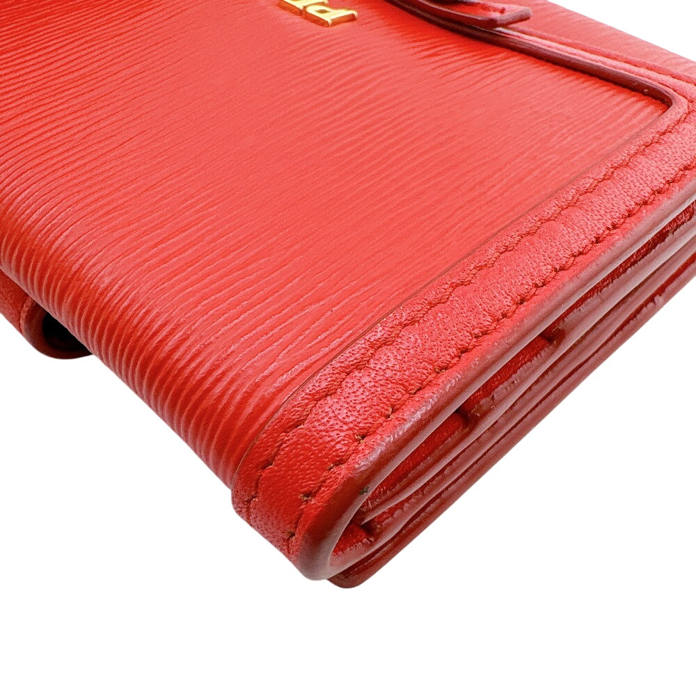 PRADA Bifold Wallet leather Red VITELLO MOVE FI