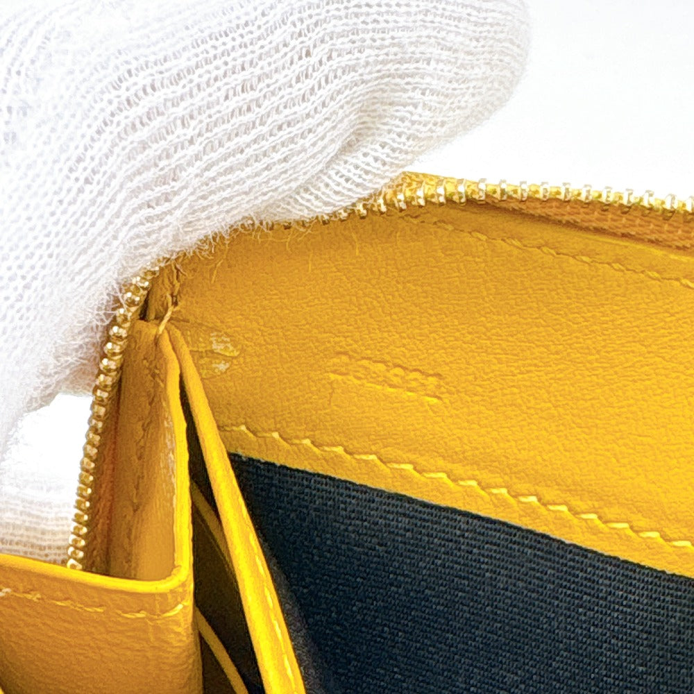 LOEWE Long Wallet Purse leather yellow Knot Zip Around Wallet