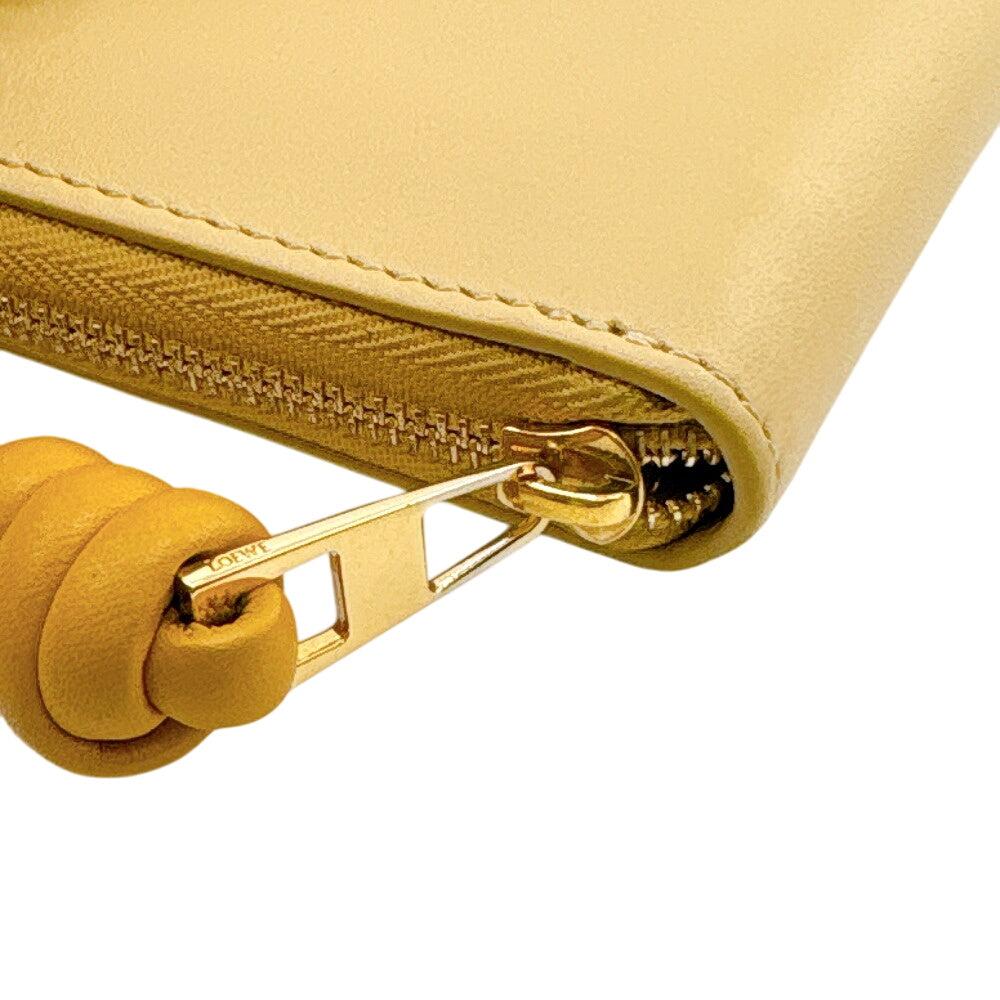 LOEWE Long Wallet Purse leather yellow Knot Zip Around Wallet
