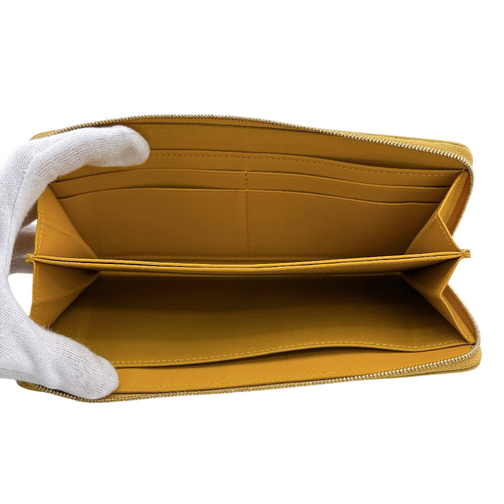 LOEWE Long Wallet Purse leather yellow Knot Zip Around Wallet