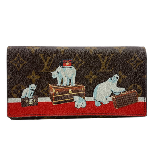 LOUIS VUITTON Long Wallet Purse M62086 leather Brown Monogram Portefeuille Sarah