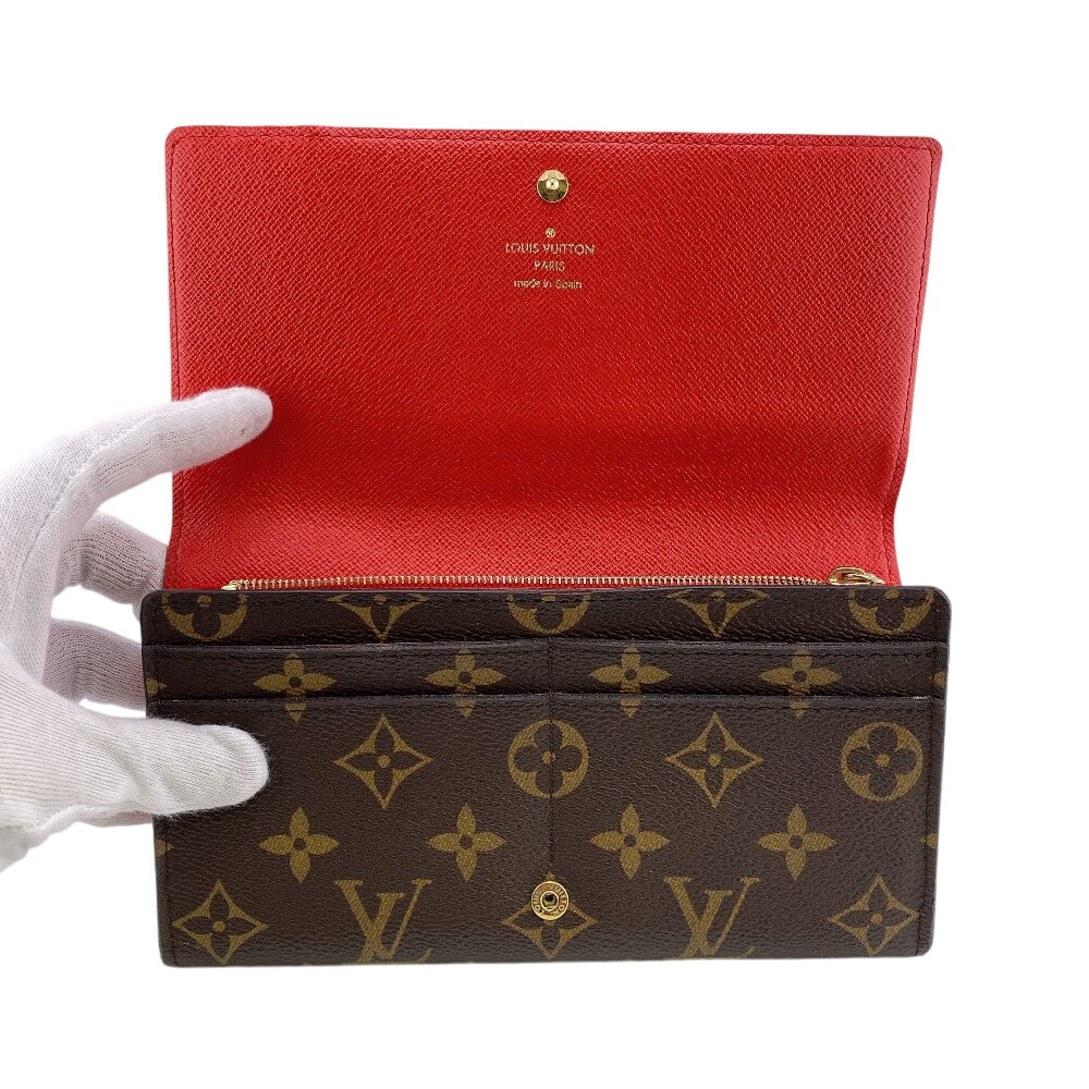 LOUIS VUITTON Long Wallet Purse M62086 leather Brown Monogram Portefeuille Sarah