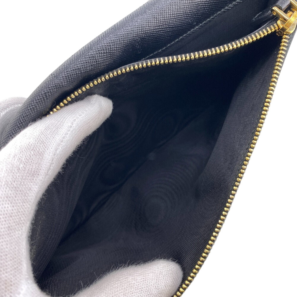 PRADA Long Wallet Purse leather black leather