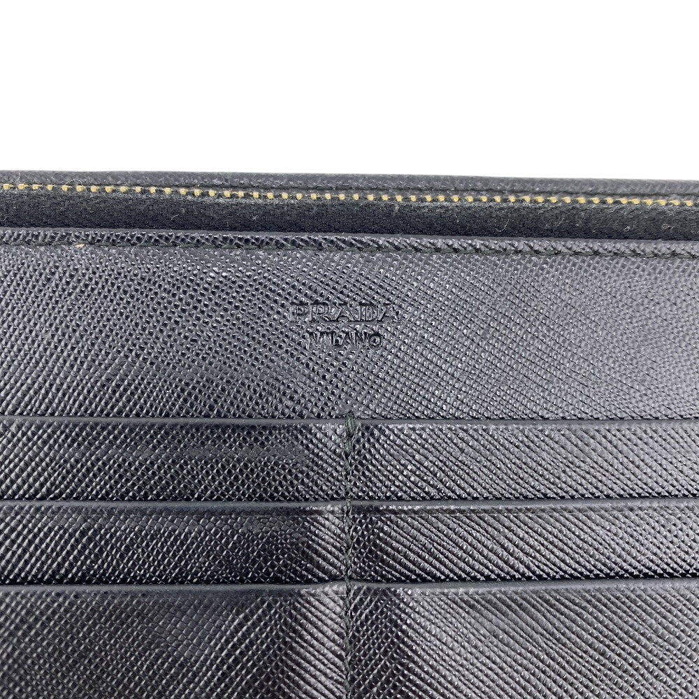 PRADA Long Wallet Purse leather black leather