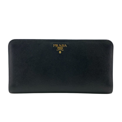 PRADA Long Wallet Purse leather black leather