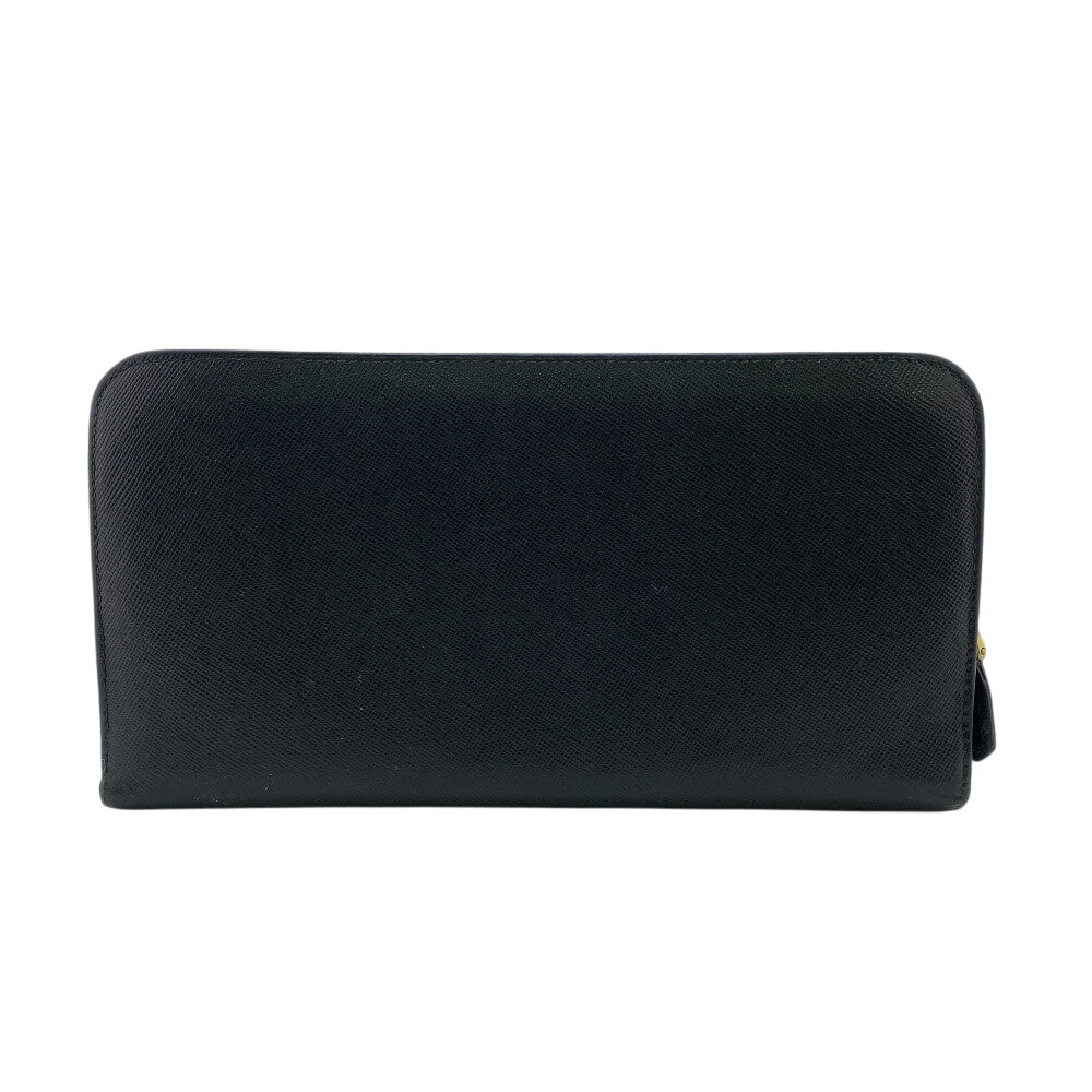 PRADA Long Wallet Purse leather black leather